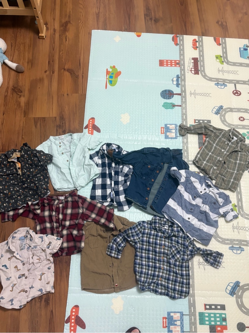 Children's Navy Blue and White Striped Button-Up Shirt - Unbranded